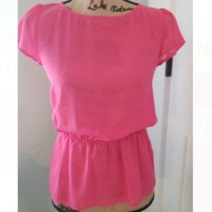 Halogen Pink Short Sleeve Peplum Top XSP